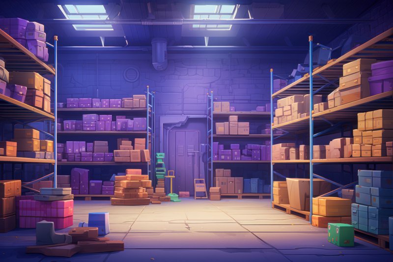 Informational Inventory mockup background. Logistic room. Generate Ai