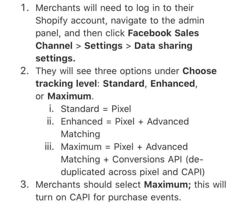 Configure Facebook Conversion API for your Shopify store instructions