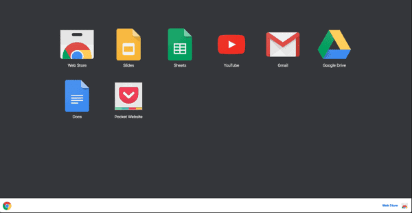 Google Web App screen in Chrome