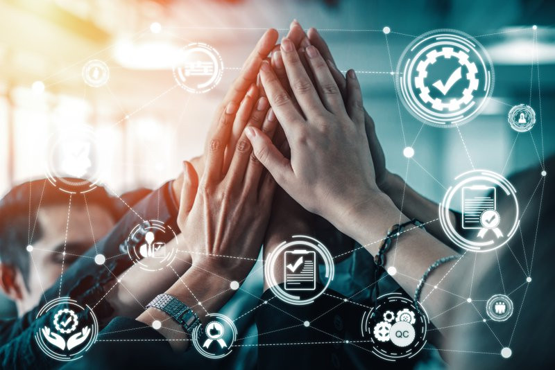 Quality Assurance and Quality Control Concept - Modern graphic interface showing certified standard process, product warranty and quality improvement technology for satisfaction of customer. uds